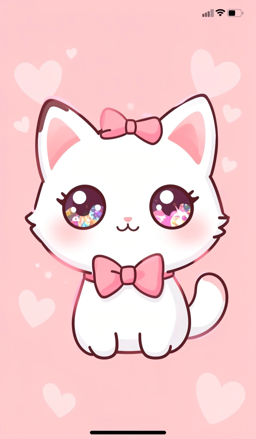kawaii wallpaper — cat pink 4 (free download)