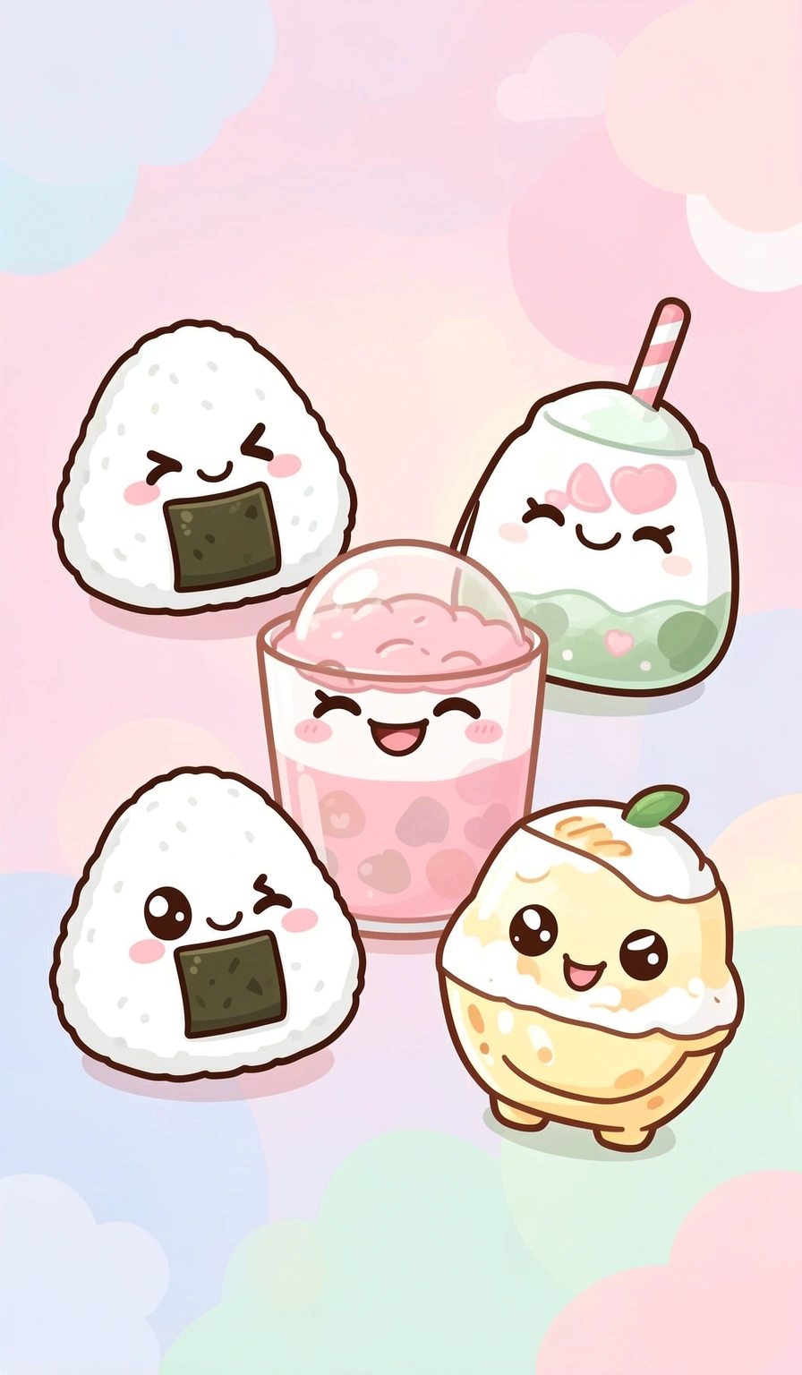 kawaii wallpaper — food friends 2 (free download)