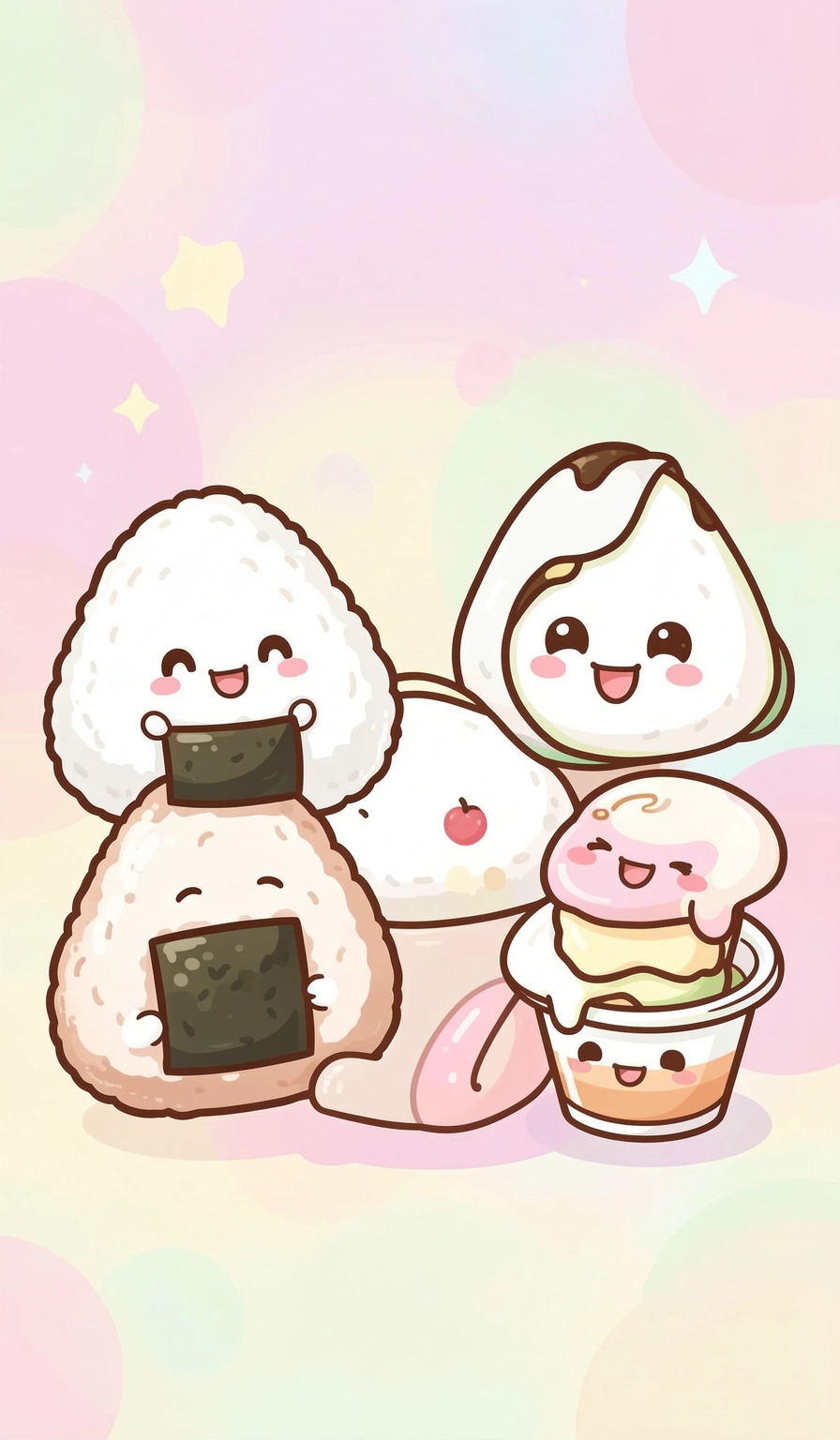 kawaii wallpaper — food friends 3 (free download)