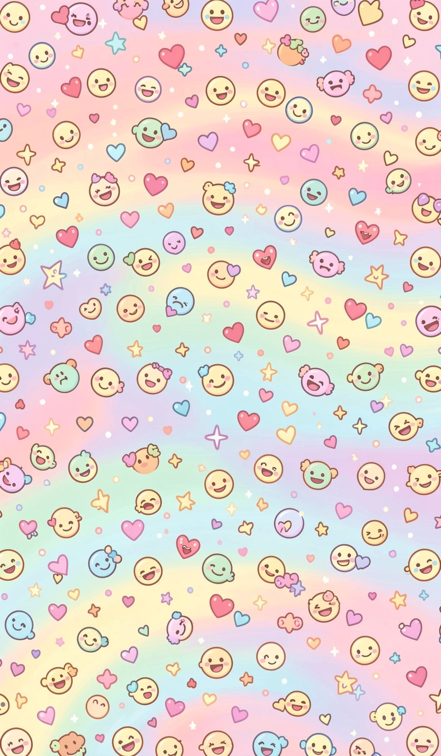 kawaii wallpaper — pattern faces 4 (free download)