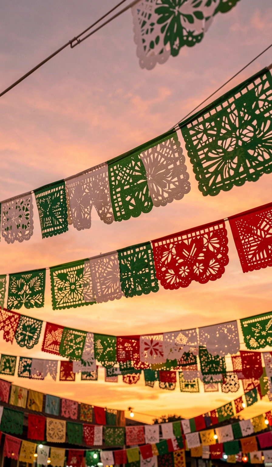 mexican flag wallpaper — papel picado 3 (free download)