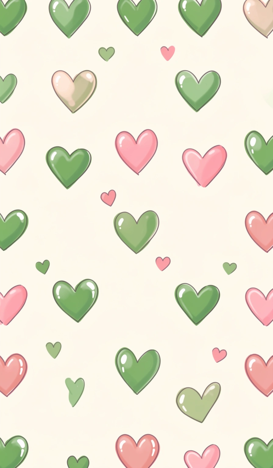 preppy wallpaper — green pink hearts 1 (free download)