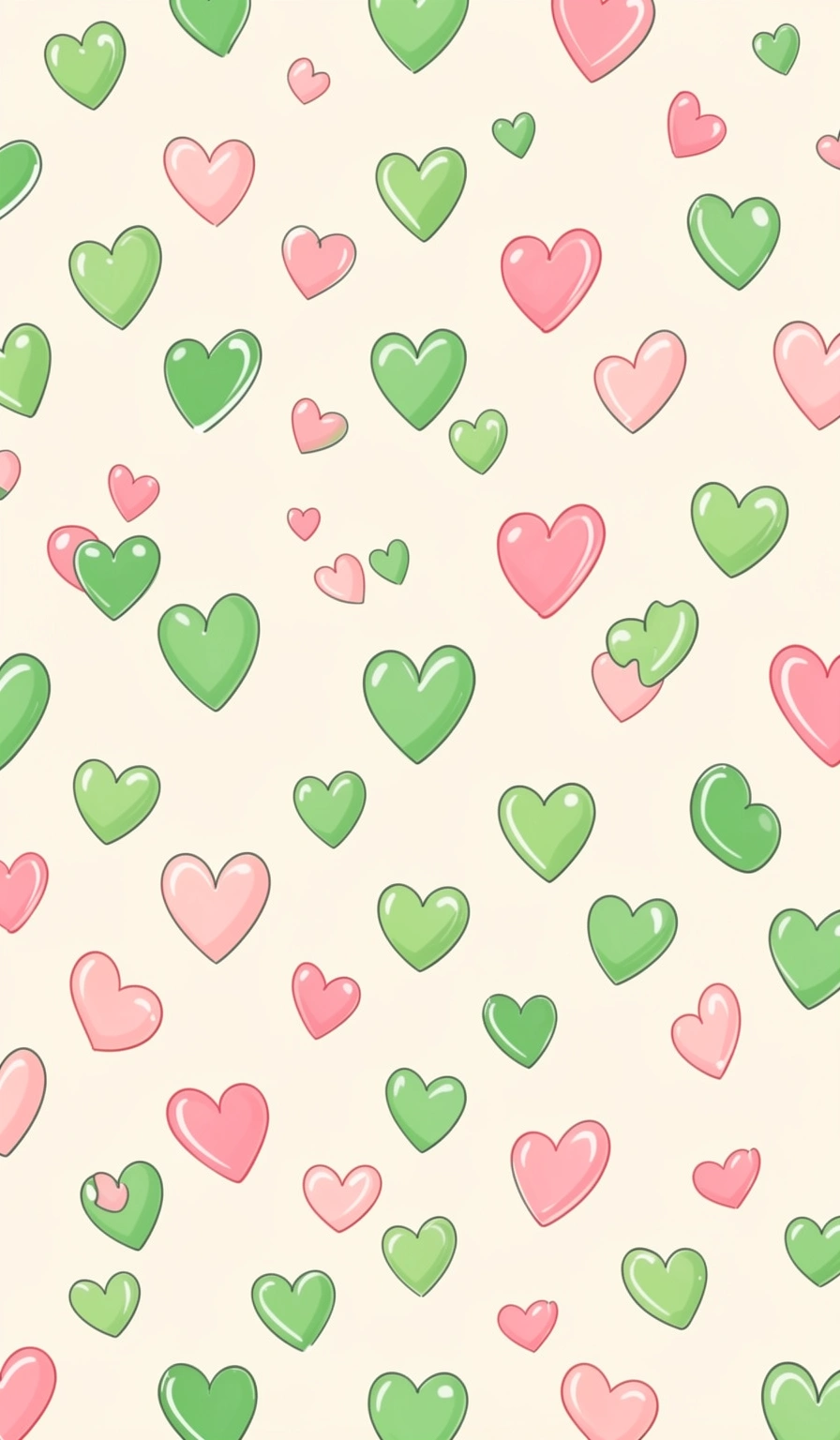 preppy wallpaper — green pink hearts 2 (free download)
