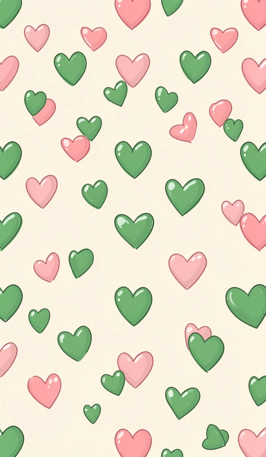 preppy wallpaper — green pink hearts 3 (free download)