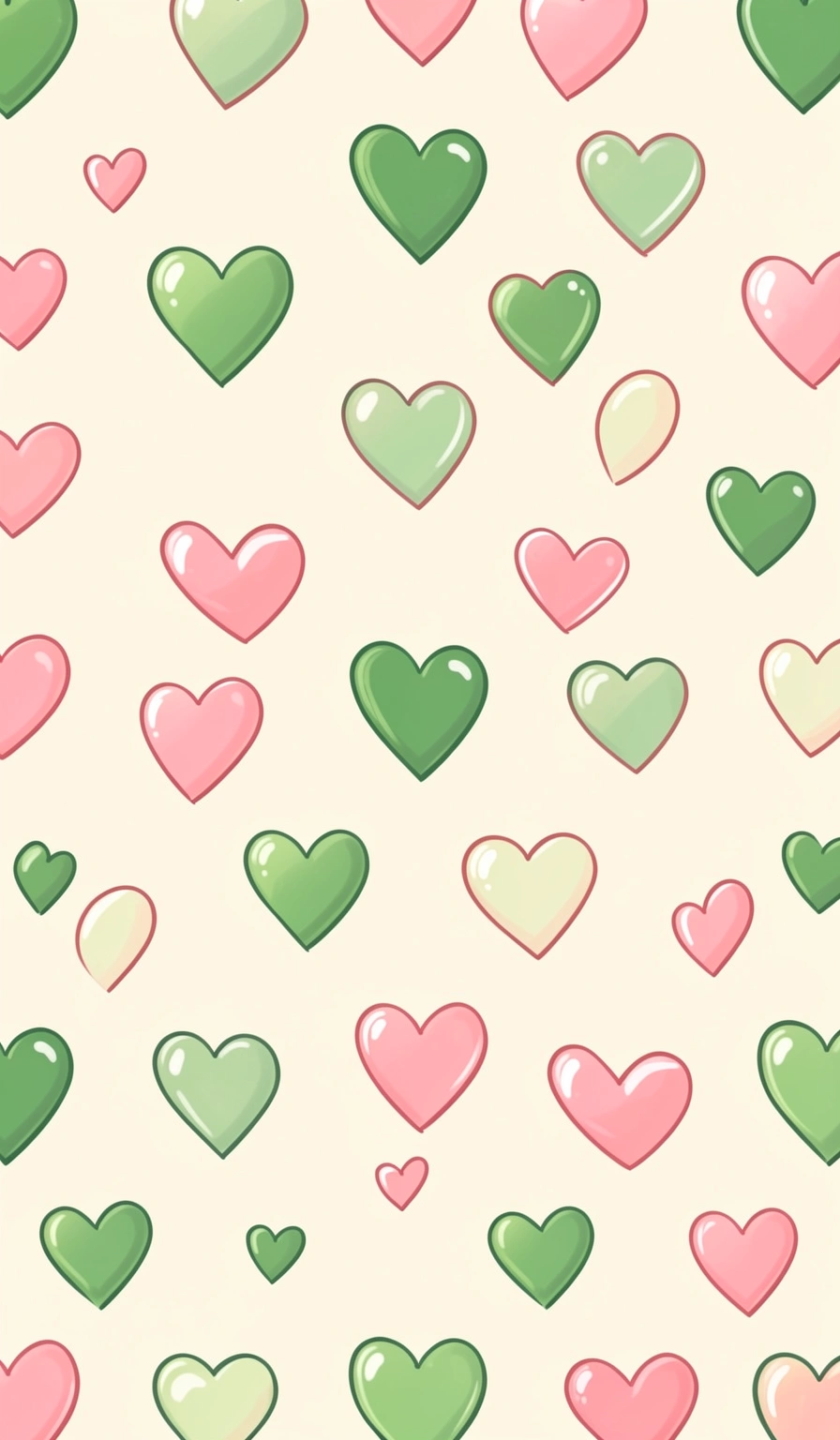 preppy wallpaper — green pink hearts 4 (free download)