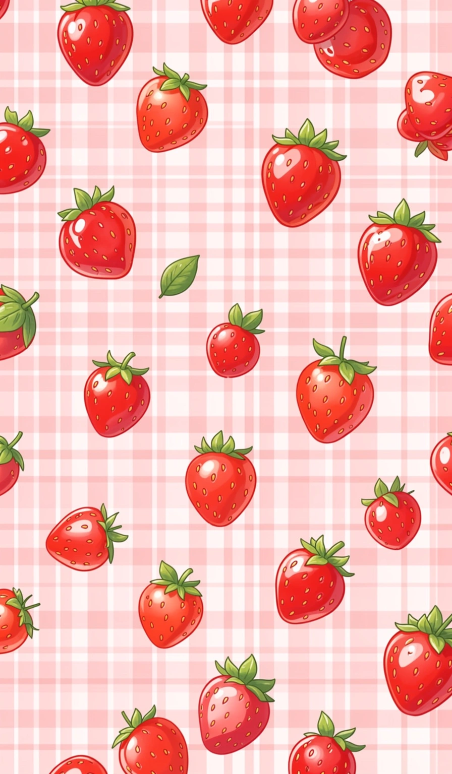 preppy wallpaper — strawberries 4 (free download)