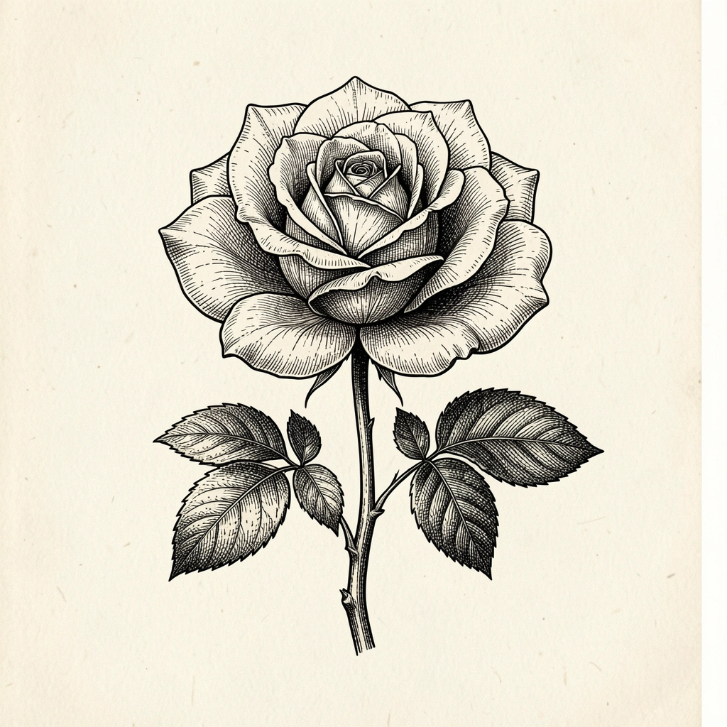 rose drawing — ink vintage 1 (free download)