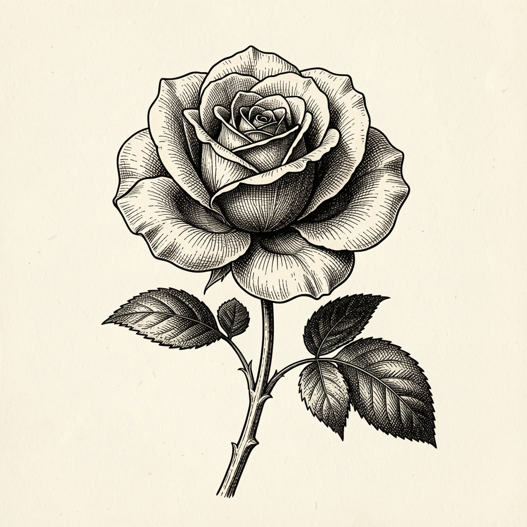 rose drawing — ink vintage 2 (free download)