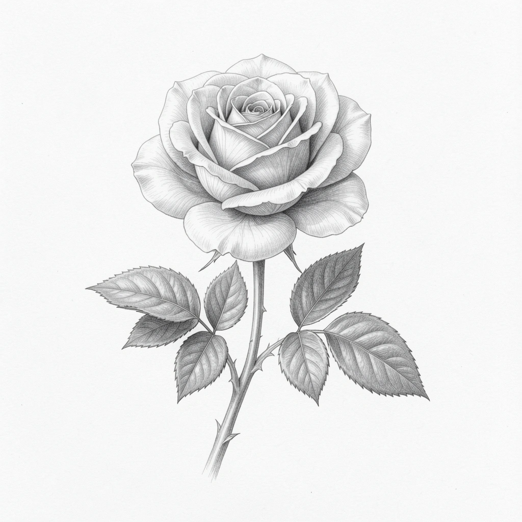 rose drawing — pencil realistic 2 (free download)