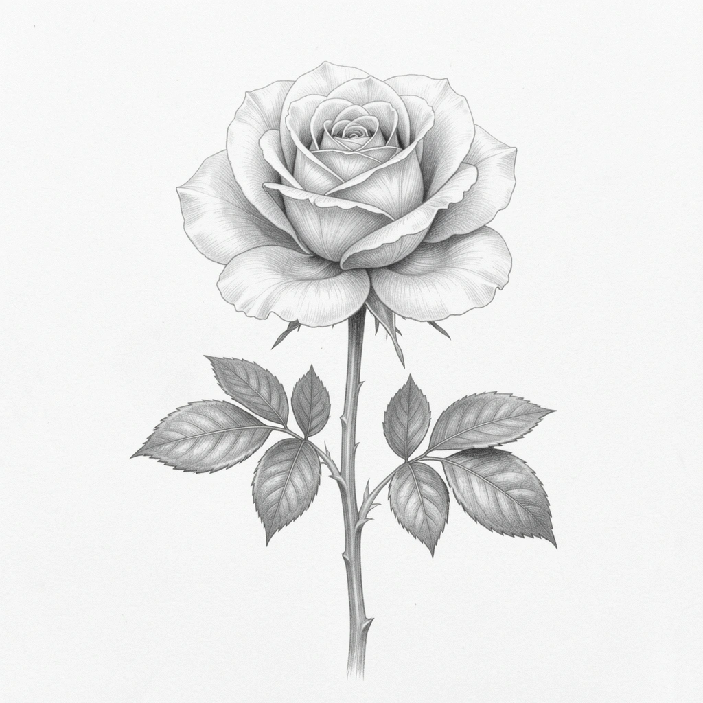 rose drawing — pencil realistic 3 (free download)