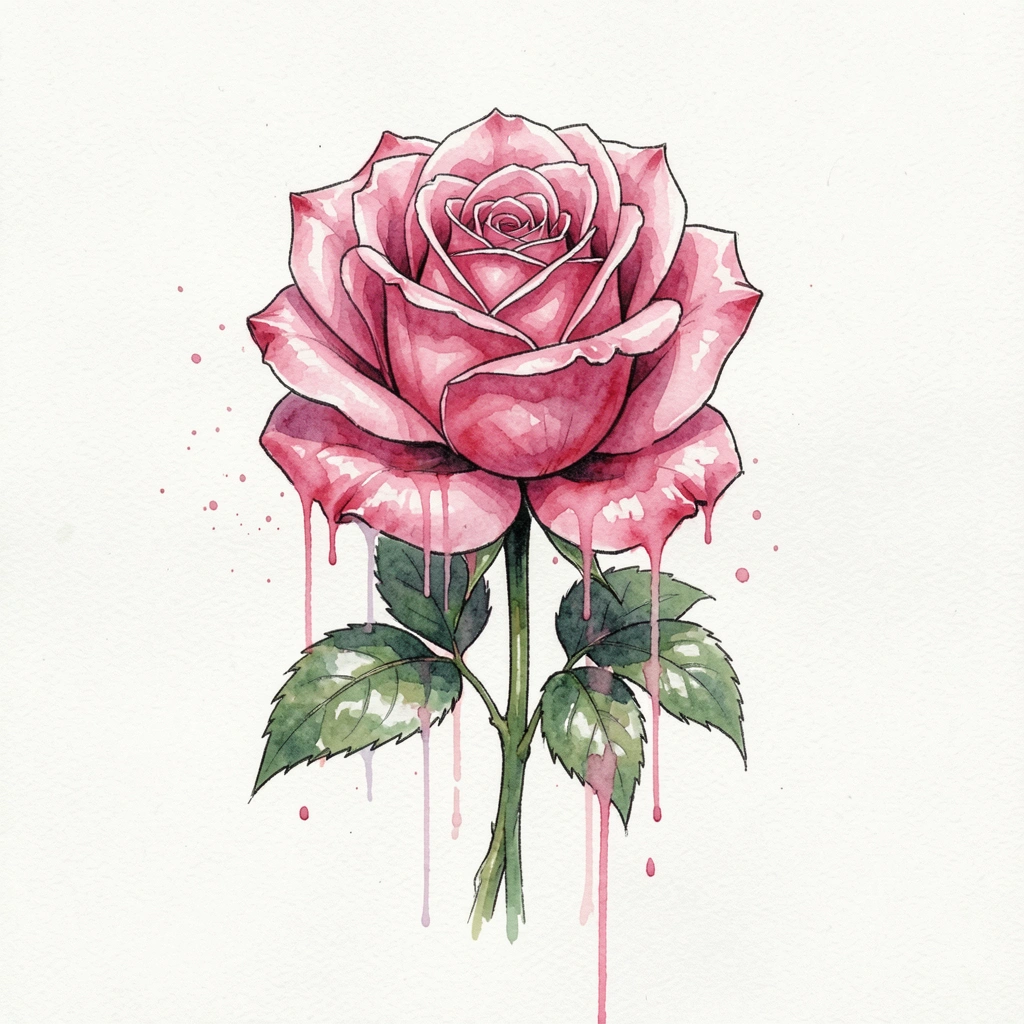 rose drawing — watercolor loose 1 (free download)