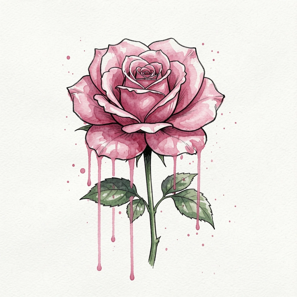 rose drawing — watercolor loose 2 (free download)