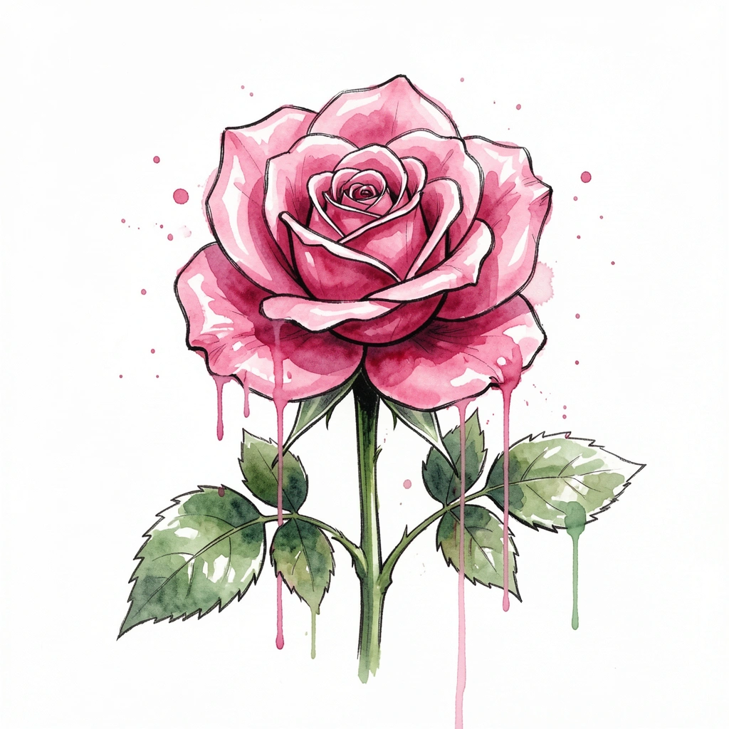 rose drawing — watercolor loose 3 (free download)