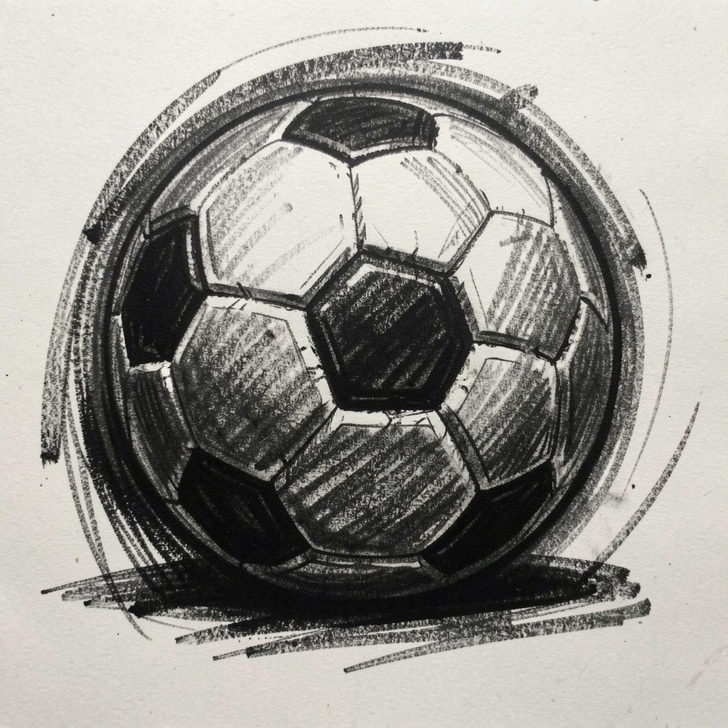 soccer ball drawing — charcoal dramatic 1 (free download)
