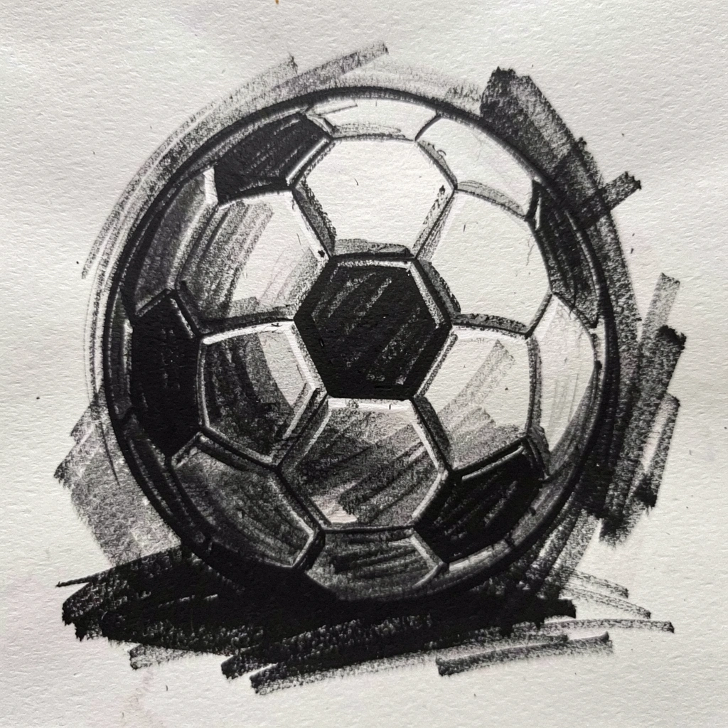 soccer ball drawing — charcoal dramatic 2 (free download)