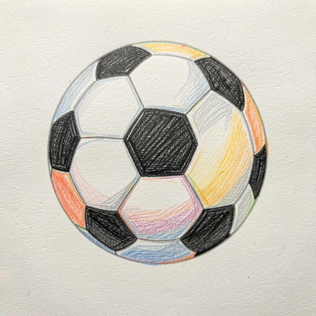 soccer ball drawing — colored pencil 1 (free download)