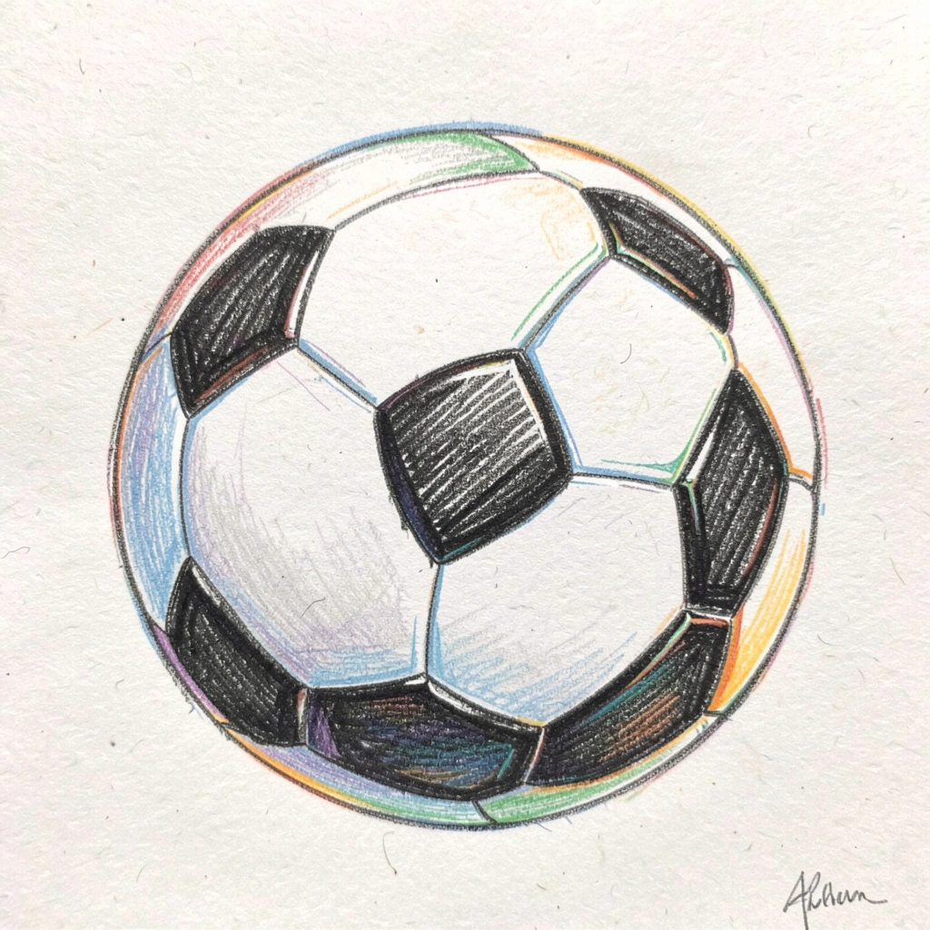 soccer ball drawing — colored pencil 2 (free download)
