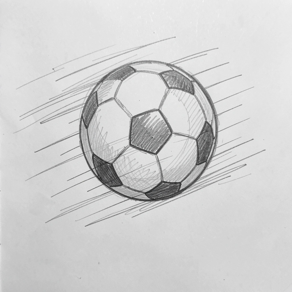 soccer ball drawing — flying motion 1 (free download)