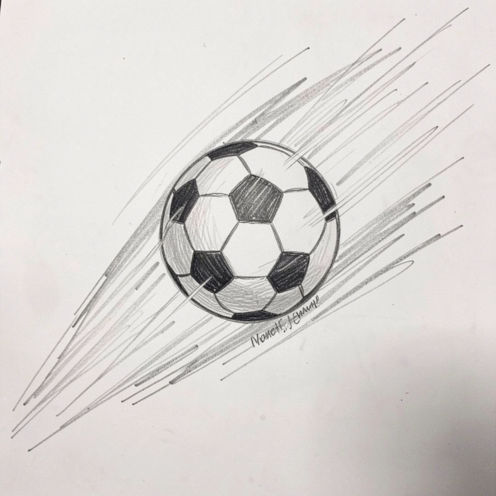 soccer ball drawing — flying motion 2 (free download)