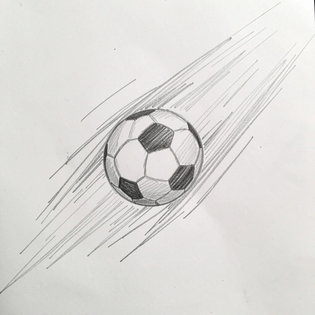 soccer ball drawing — flying motion 3 (free download)