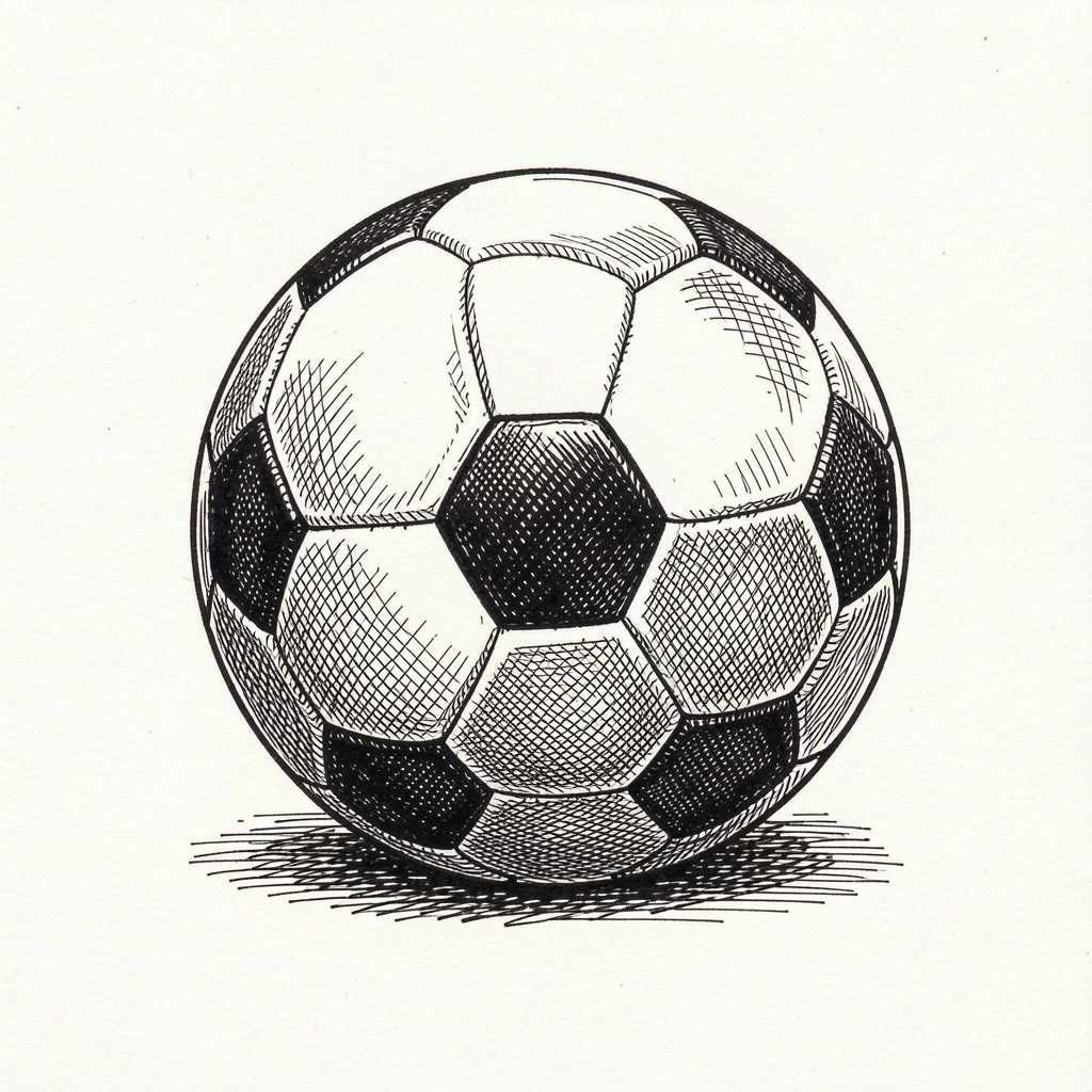 soccer ball drawing — ink crosshatch 1 (free download)