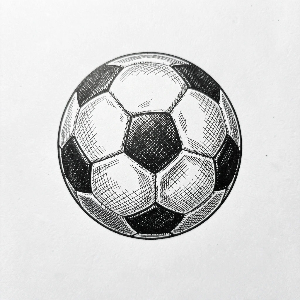 soccer ball drawing — ink crosshatch 2 (free download)