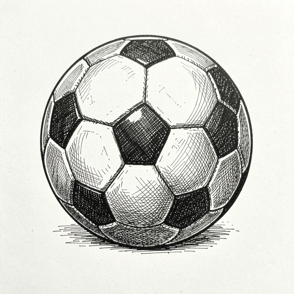 soccer ball drawing — ink crosshatch 3 (free download)
