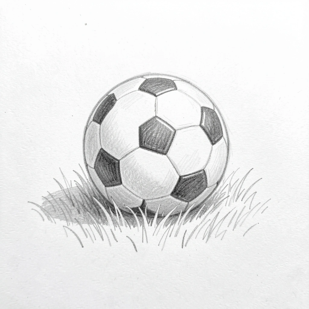soccer ball drawing — pencil grass 1 (free download)