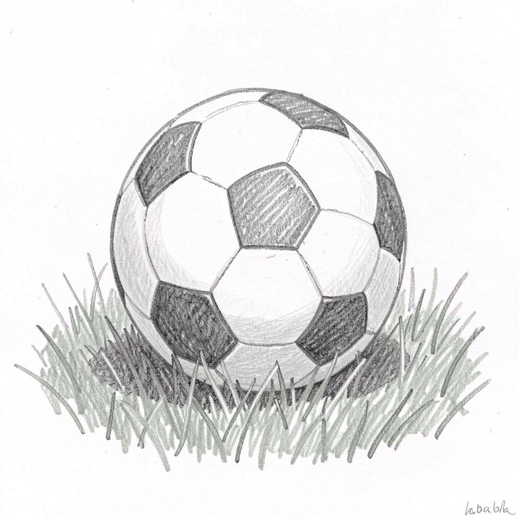soccer ball drawing — pencil grass 2 (free download)