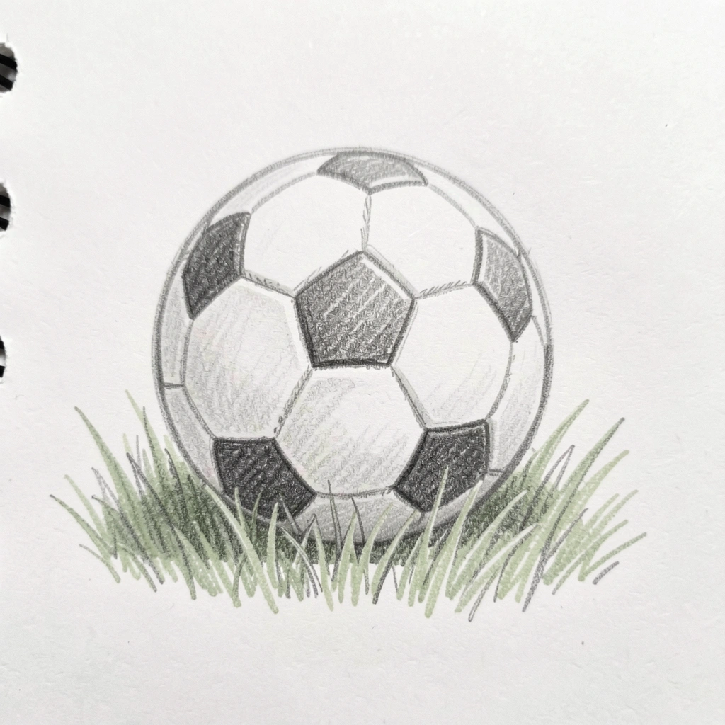 soccer ball drawing — pencil grass 3 (free download)