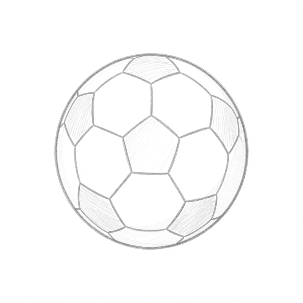 soccer ball drawing — simple easy 1 (free download)