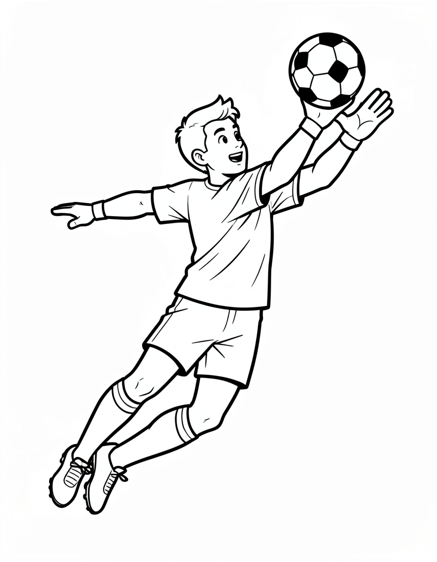 soccer coloring pages — goalkeeper save 3 (free download)