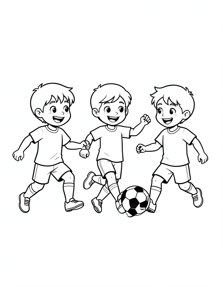 soccer coloring pages — kids team 2 (free download)
