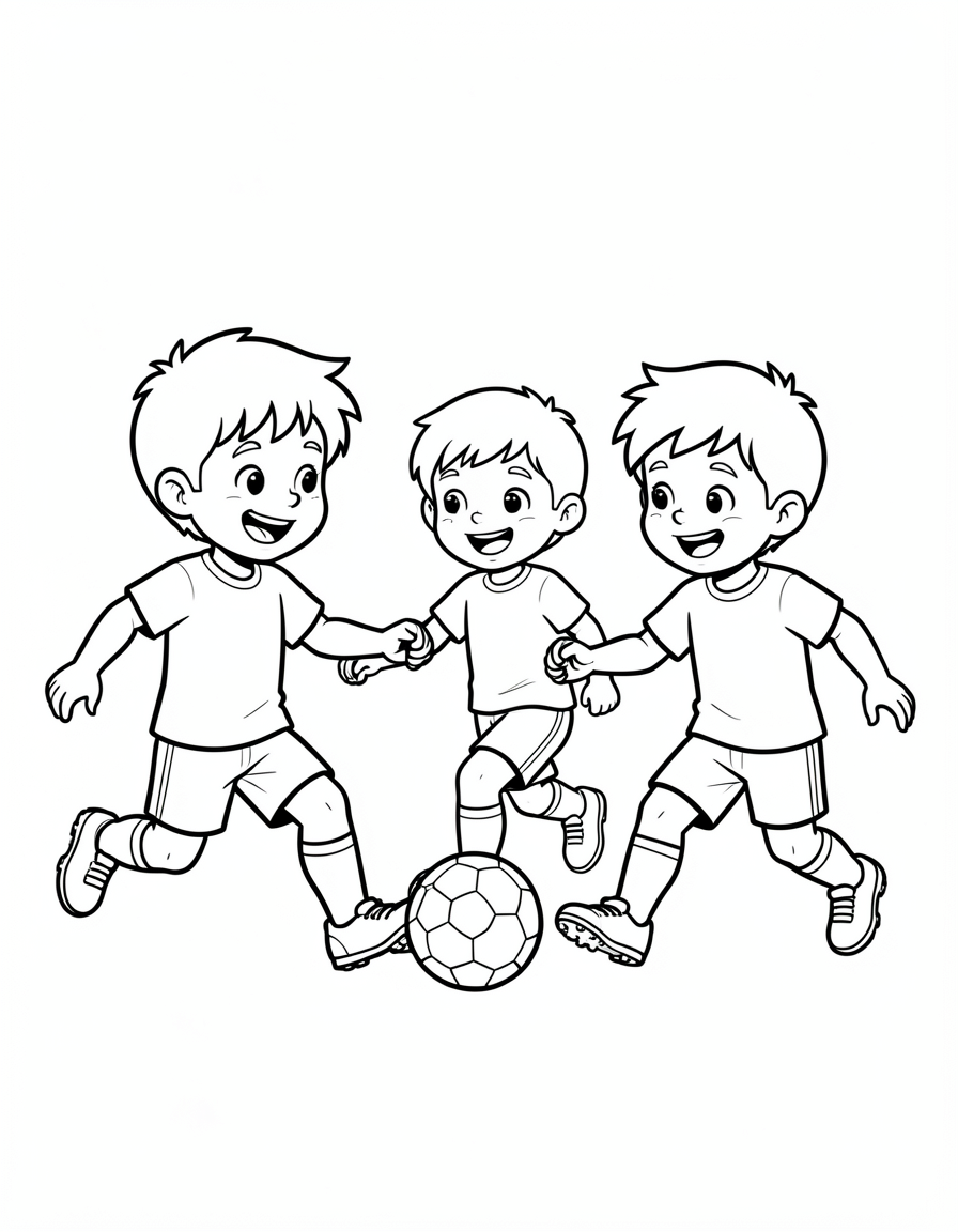 soccer coloring pages — kids team 3 (free download)