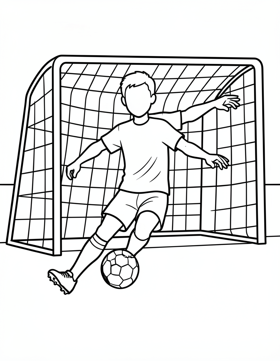 soccer coloring pages — player shot 2 (free download)