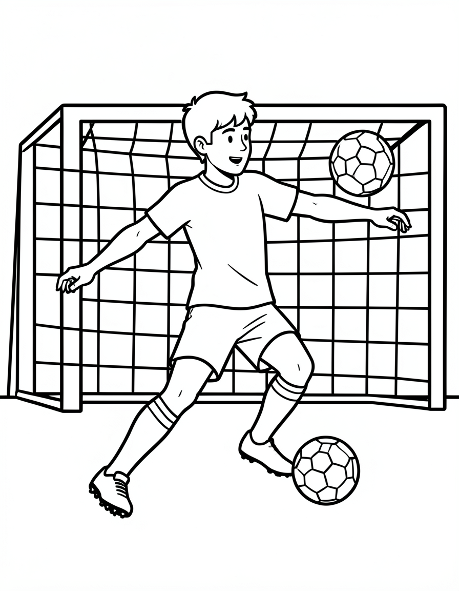 soccer coloring pages — player shot 3 (free download)
