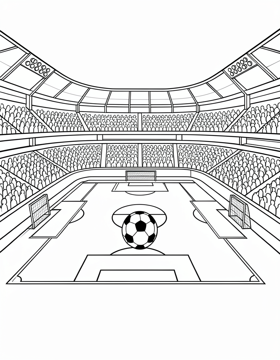 soccer coloring pages — stadium scene 1 (free download)