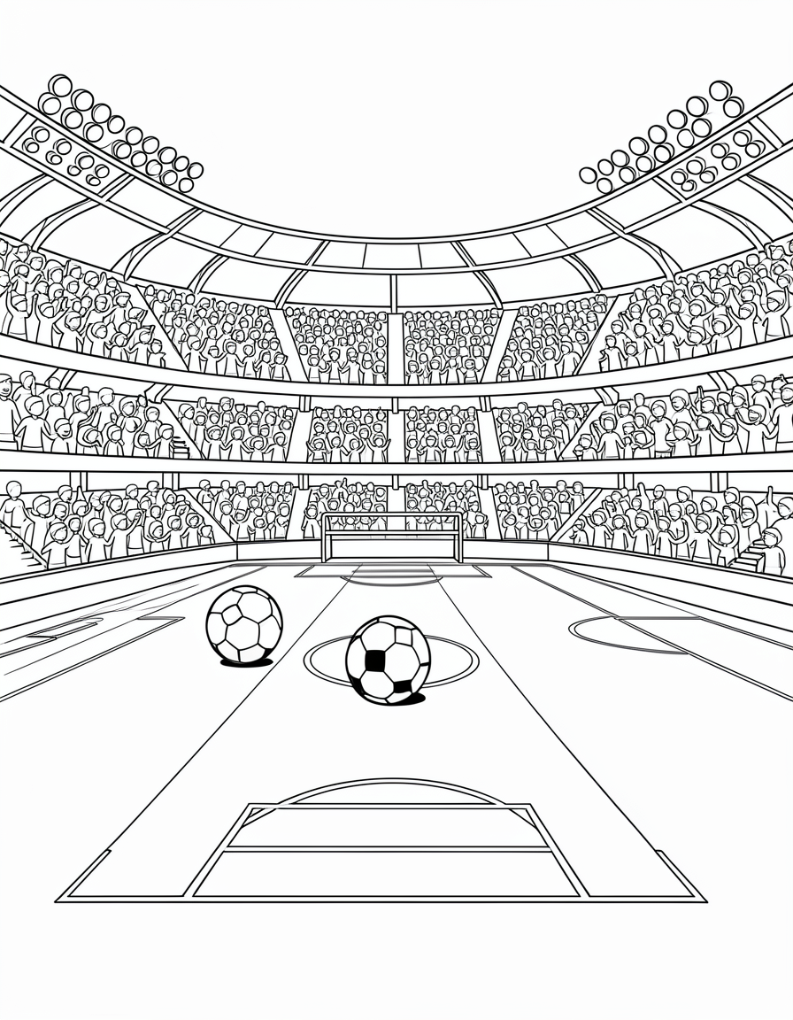 soccer coloring pages — stadium scene 2 (free download)