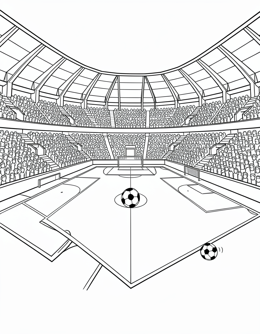 soccer coloring pages — stadium scene 3 (free download)