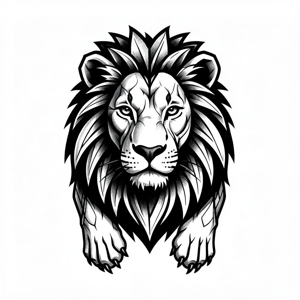 tattoo ideas for men — blackwork lion 1 (free download)