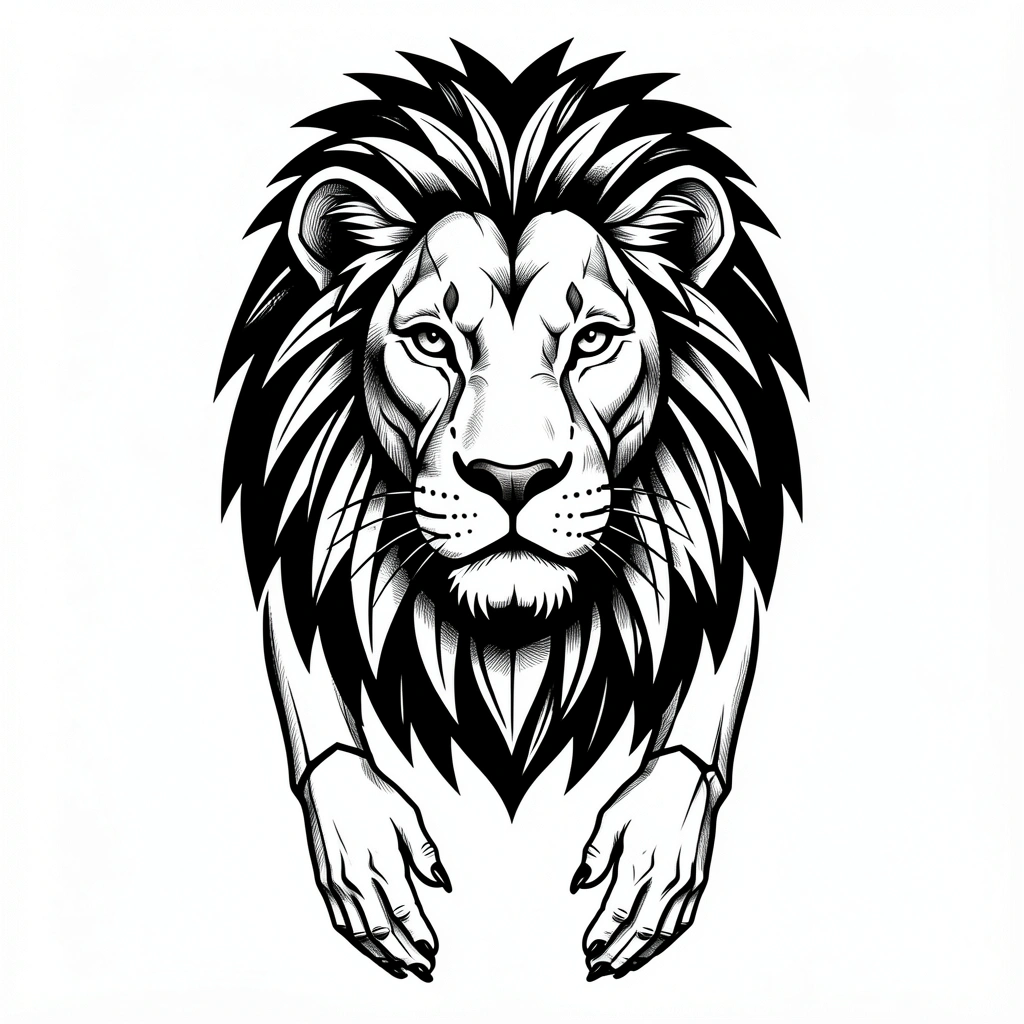 tattoo ideas for men — blackwork lion 2 (free download)