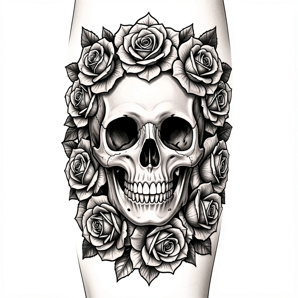 tattoo ideas for men — skull roses 1 (free download)