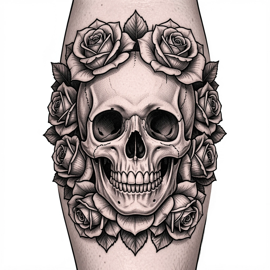 tattoo ideas for men — skull roses 2 (free download)