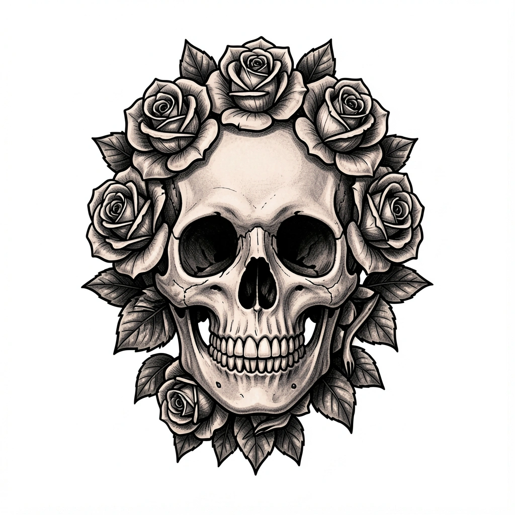 tattoo ideas for men — skull roses 3 (free download)