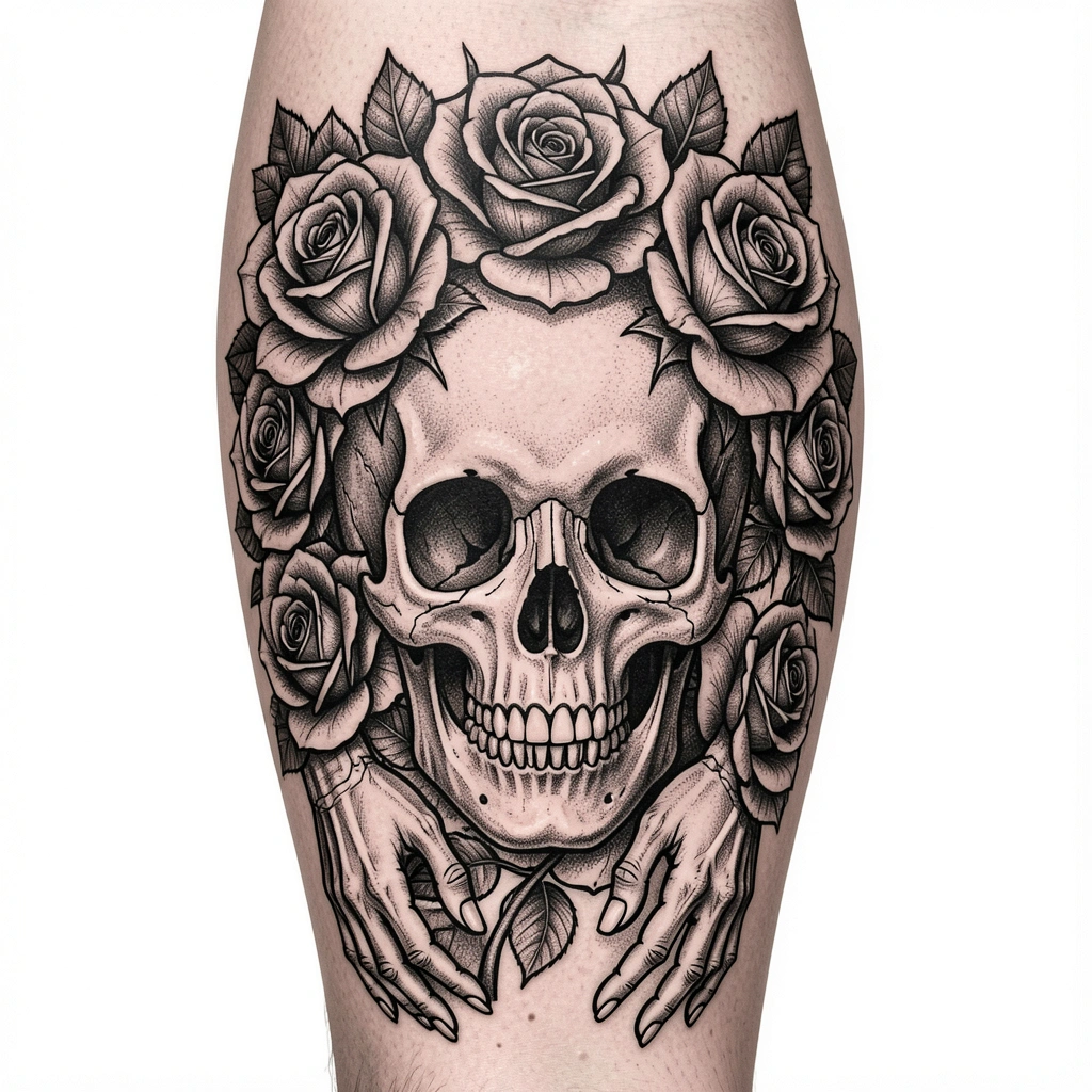 tattoo ideas for men — skull roses 4 (free download)