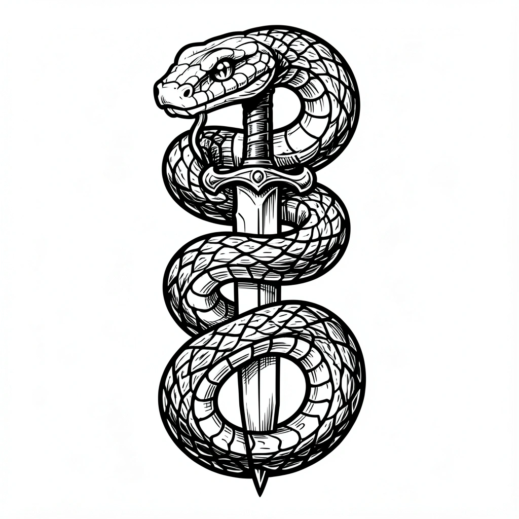 tattoo ideas for men — snake dagger 1 (free download)