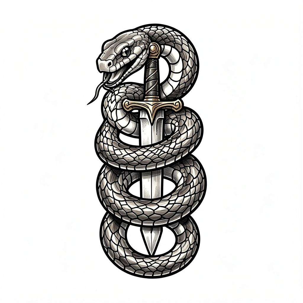 tattoo ideas for men — snake dagger 2 (free download)