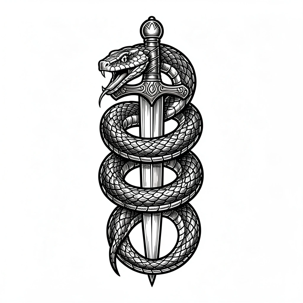 tattoo ideas for men — snake dagger 4 (free download)
