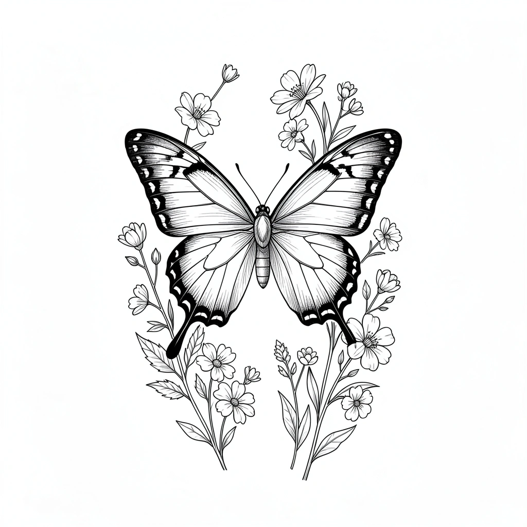 tattoo ideas for women — butterfly wildflowers 1 (free download)