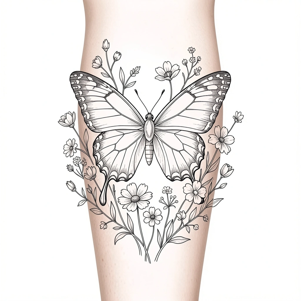 tattoo ideas for women — butterfly wildflowers 4 (free download)